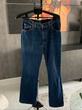 Vintage Levi's Women's Dark Blue Bootcut Jeans 13M